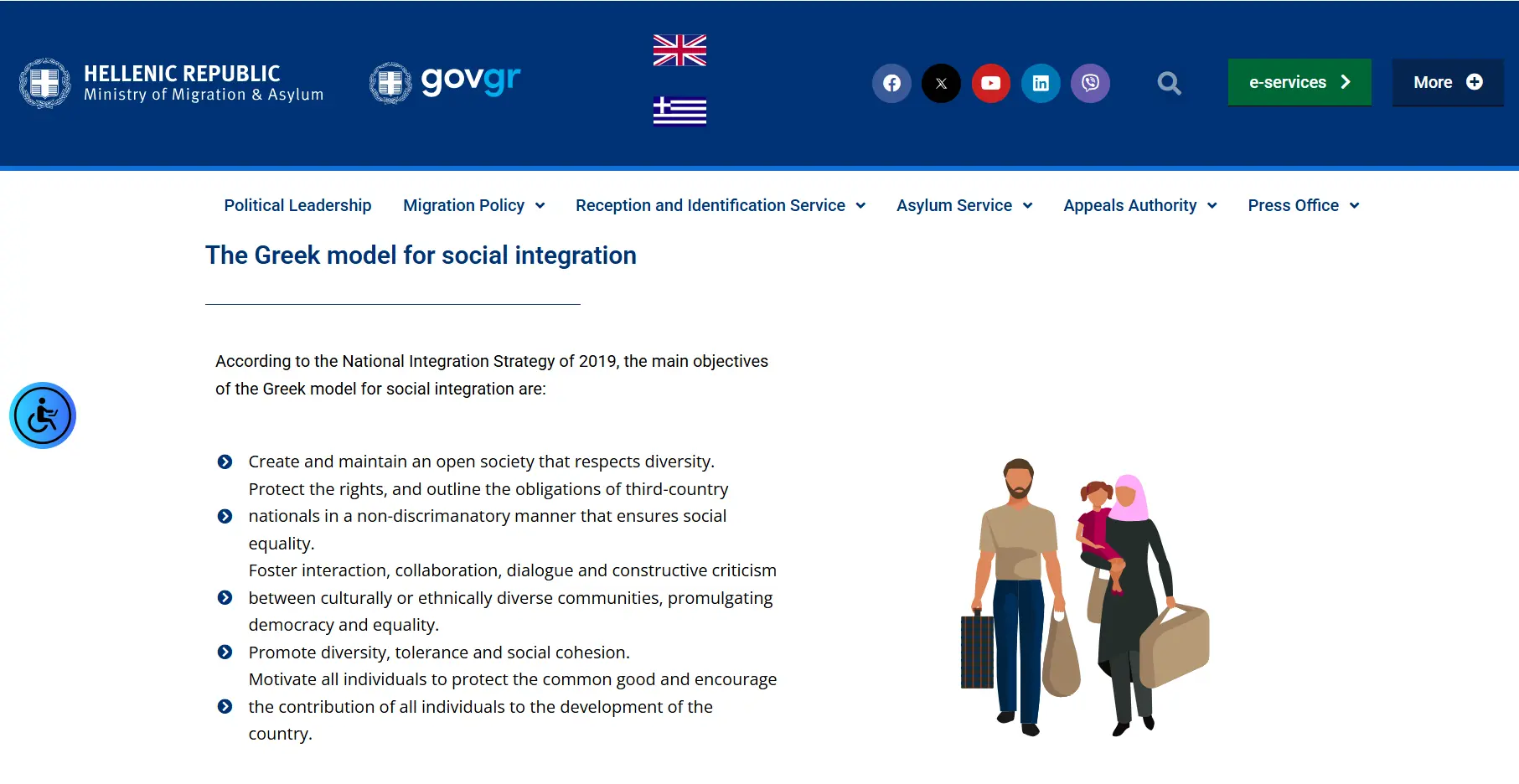 An excerpt from the Greek Ministry of Migration and Asylum’s official model for social cohesion